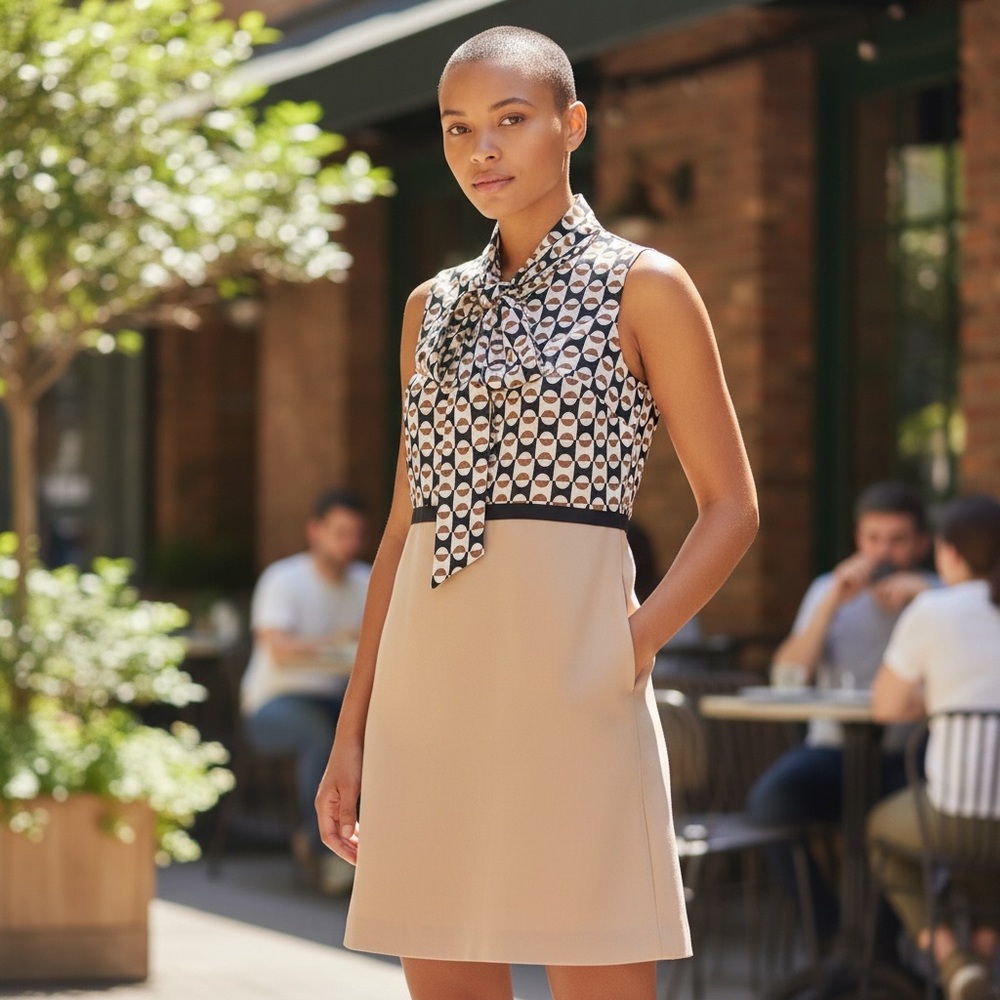 Oasis Tan and Black Patterned Pencil Skirt